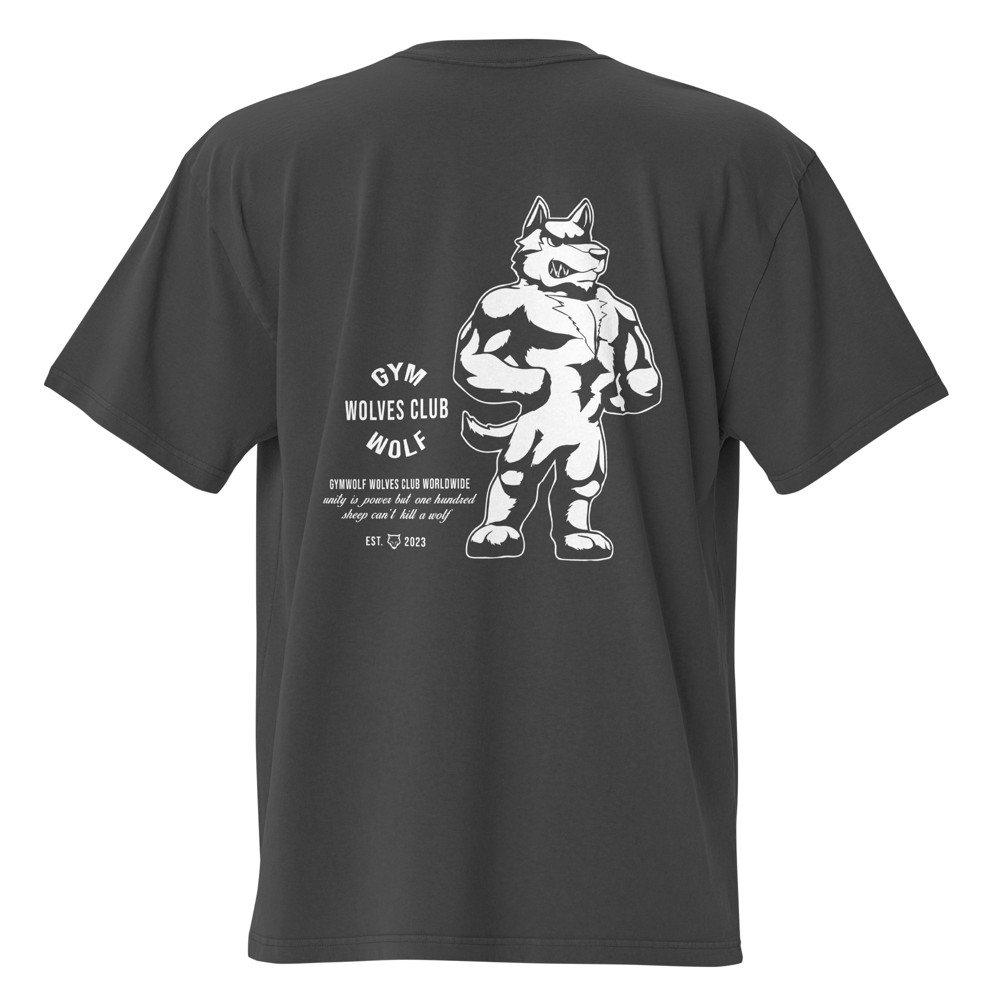 Unisex Wolves Club Oversized Tee - Faded Black