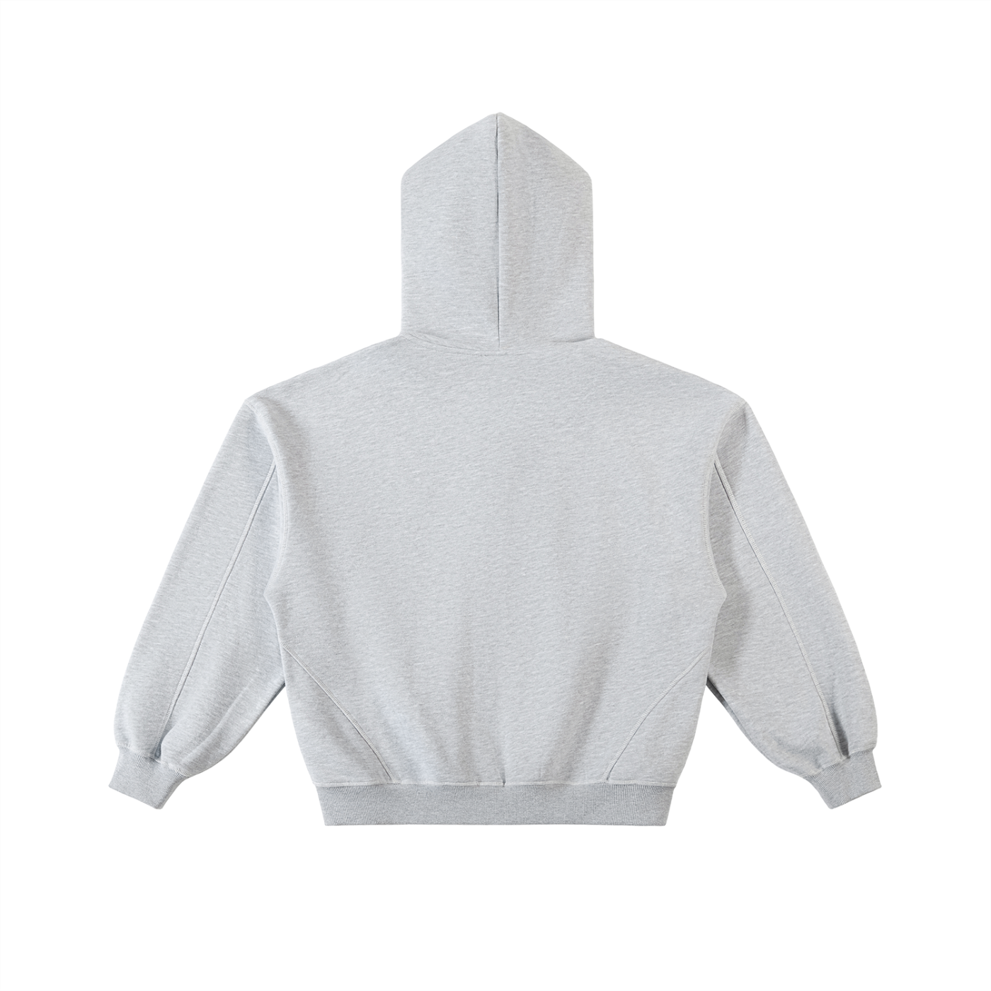 Unisex Contrast-Stitched Boxy Fleece Zip Hoodie - Grey