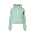 Women's Cropped Half-Zip Hoodie - Green