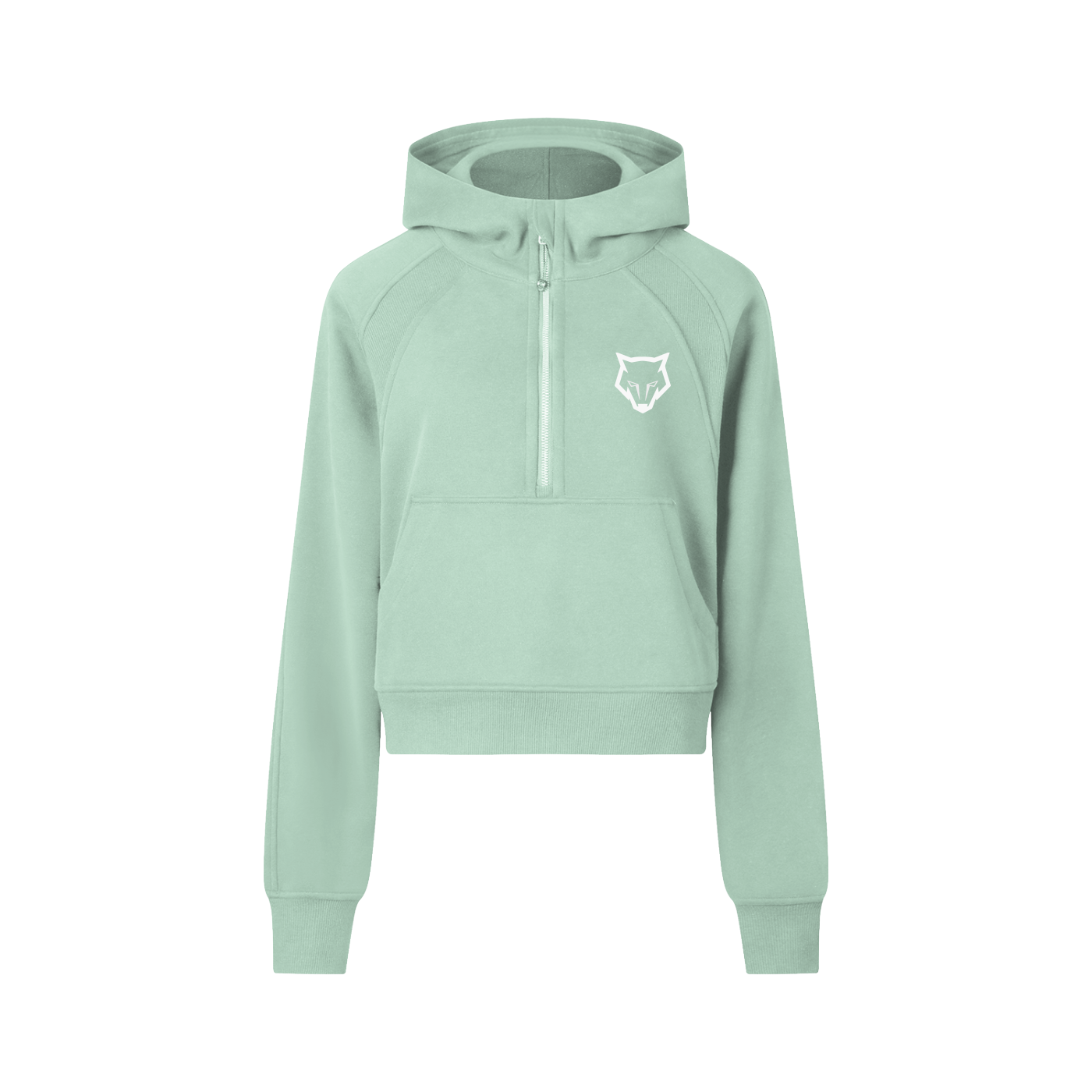 Women's Cropped Half-Zip Hoodie - Green