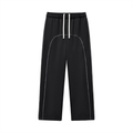 Unisex Contrast-Stitched Fleece Sweatpants - Black