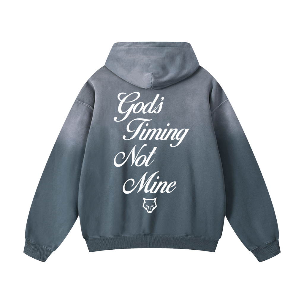 Unisex God's Timing Not MIne Heavyweight Sunfade Oversized Hoodie