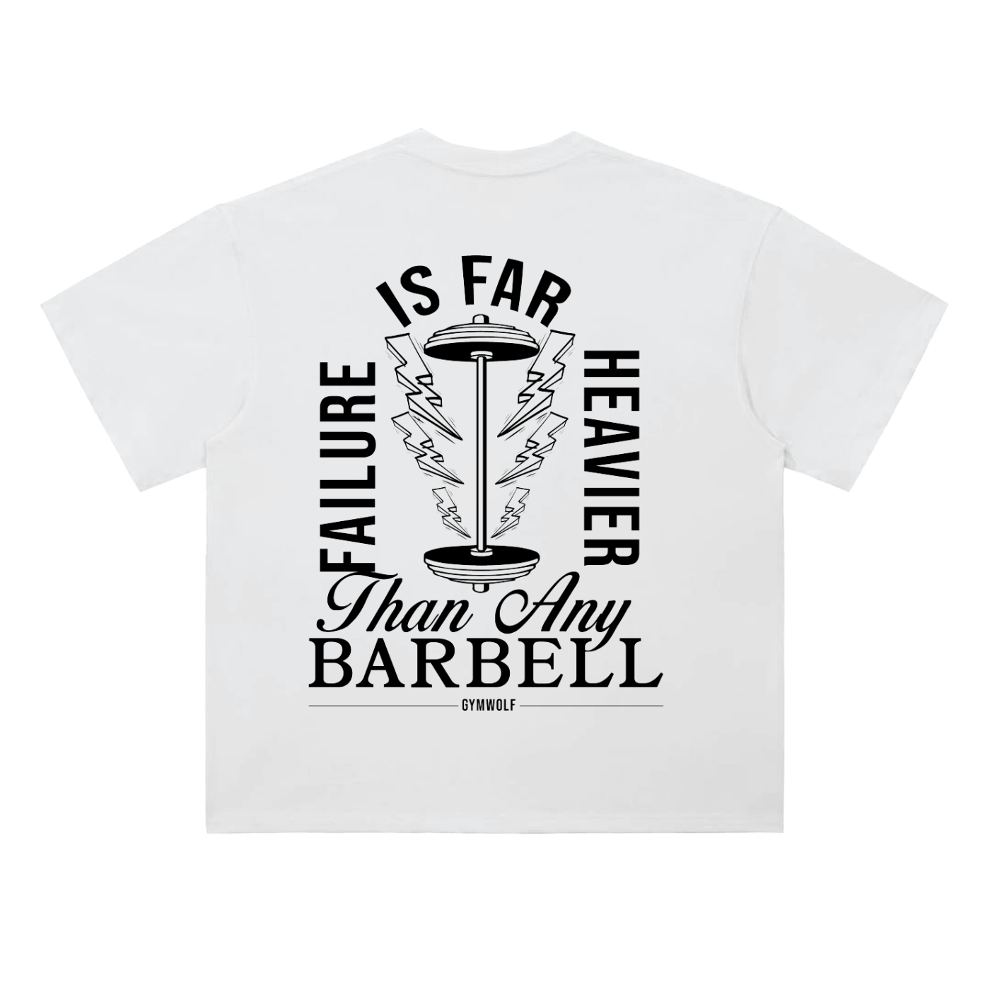 Unisex Barbell Heavyweight Drop Shoulder Tee - White