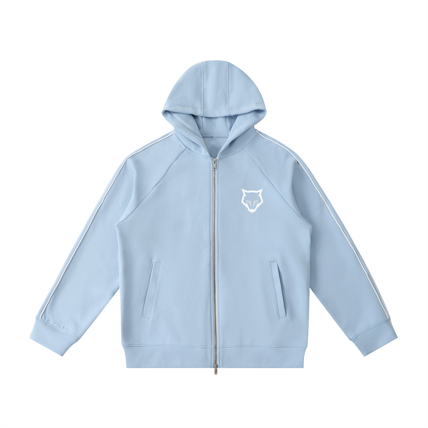 Unisex Heavyweight Raglan Sleeve Zip Hoodie - Blue