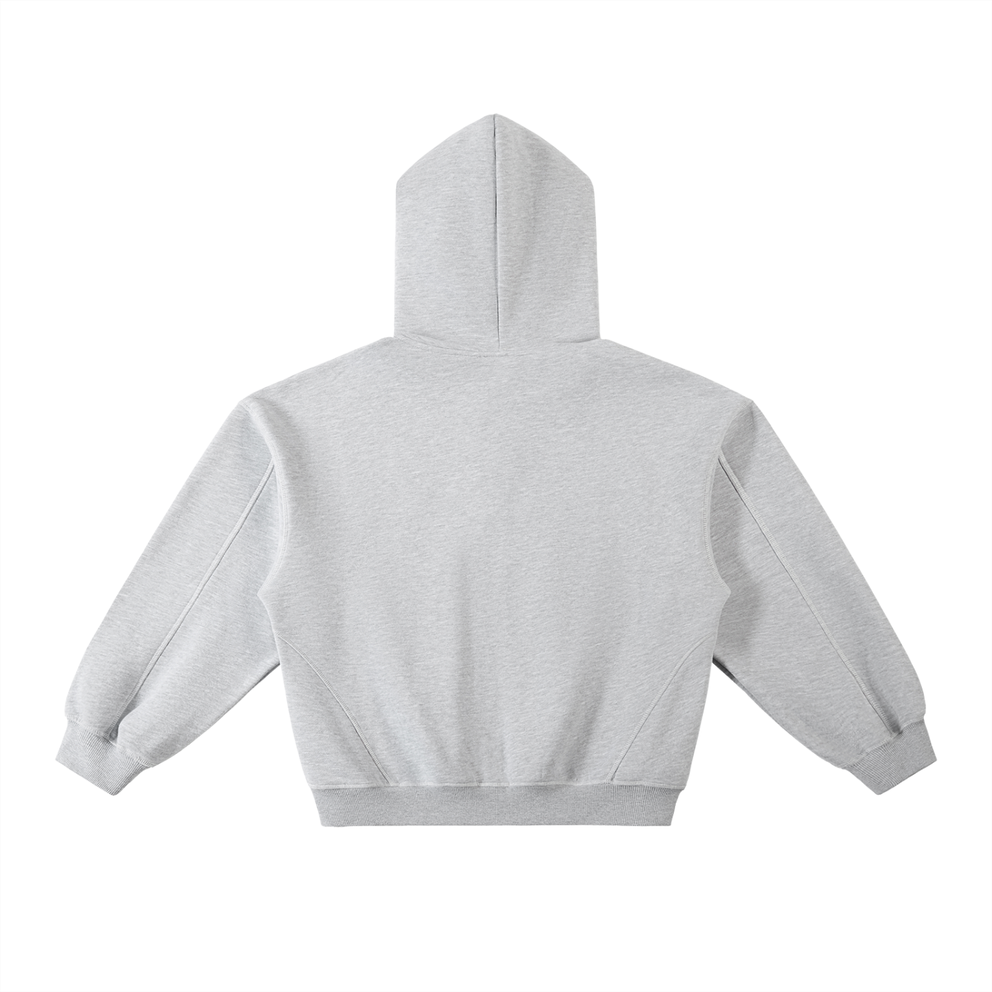 Unisex Contrast-Stitched Boxy Fleece Hoodie - Grey