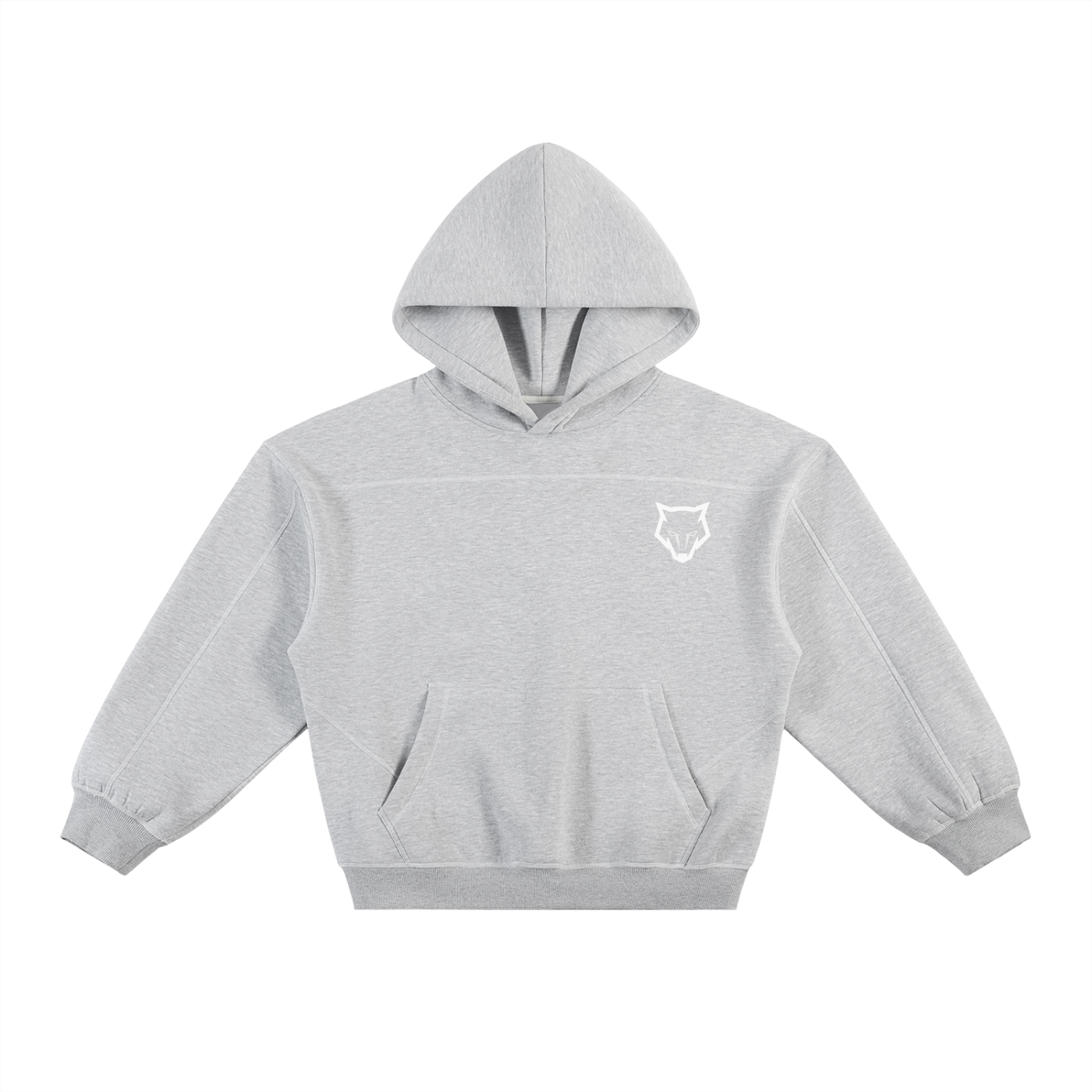Unisex Contrast-Stitched Boxy Fleece Hoodie - Grey