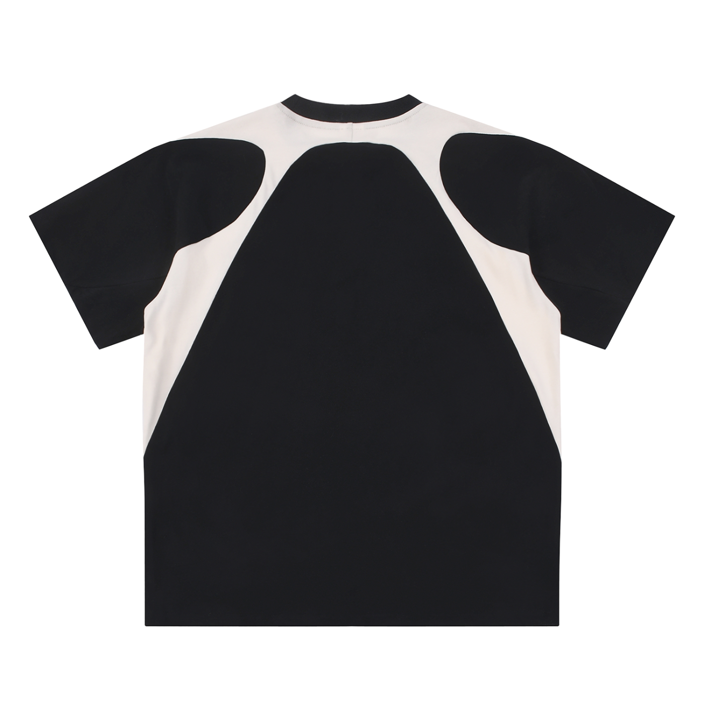 Unisex Contrast Panel Cotton T-Shirt - Black