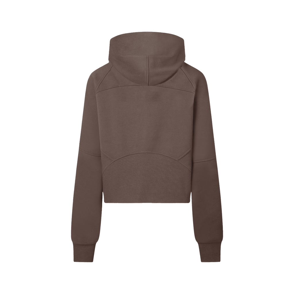 Women's Cropped Half-Zip Hoodie - Coffee
