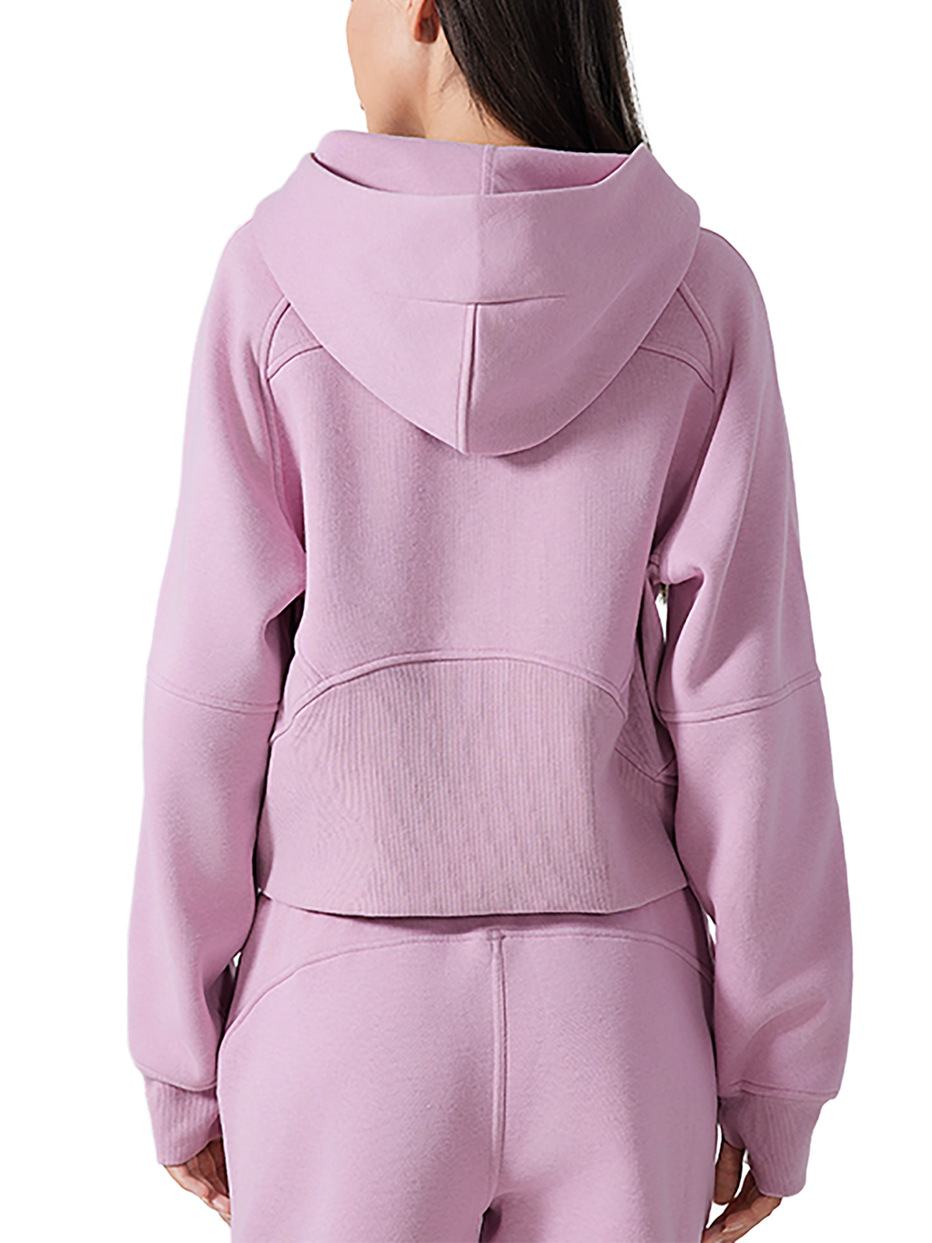 Women's Cropped Half-Zip Hoodie - Pink