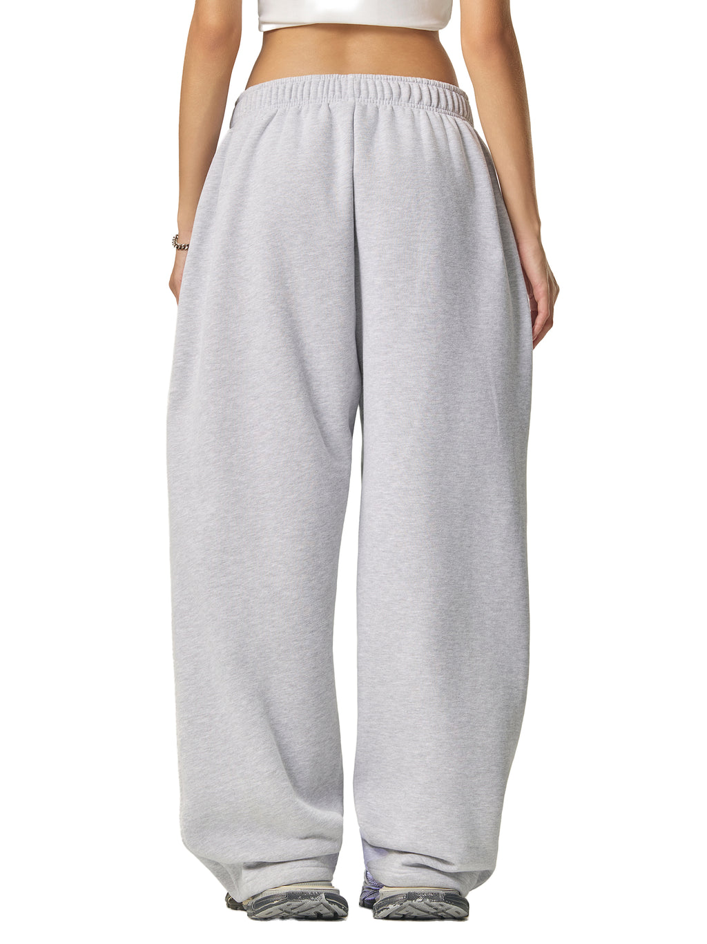 Unisex Contrast-Stitched Fleece Sweatpants - Grey
