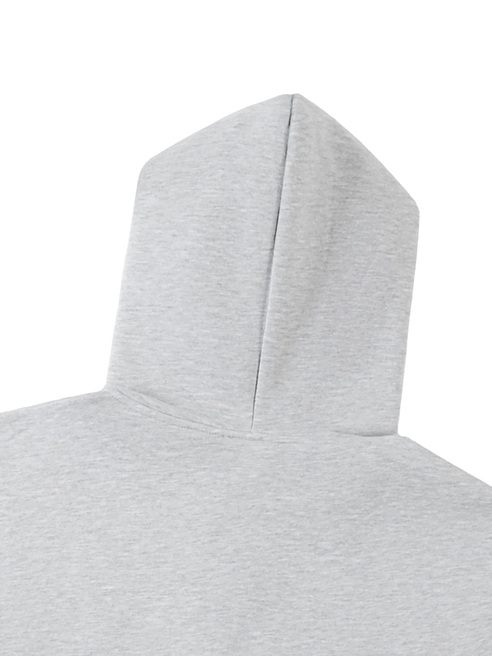 Unisex Contrast-Stitched Boxy Fleece Hoodie - Grey