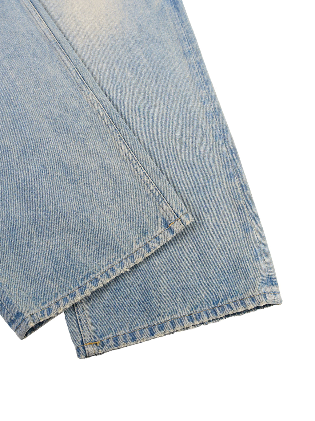 Unisex Sun Fade Raw Hem Denim Jeans