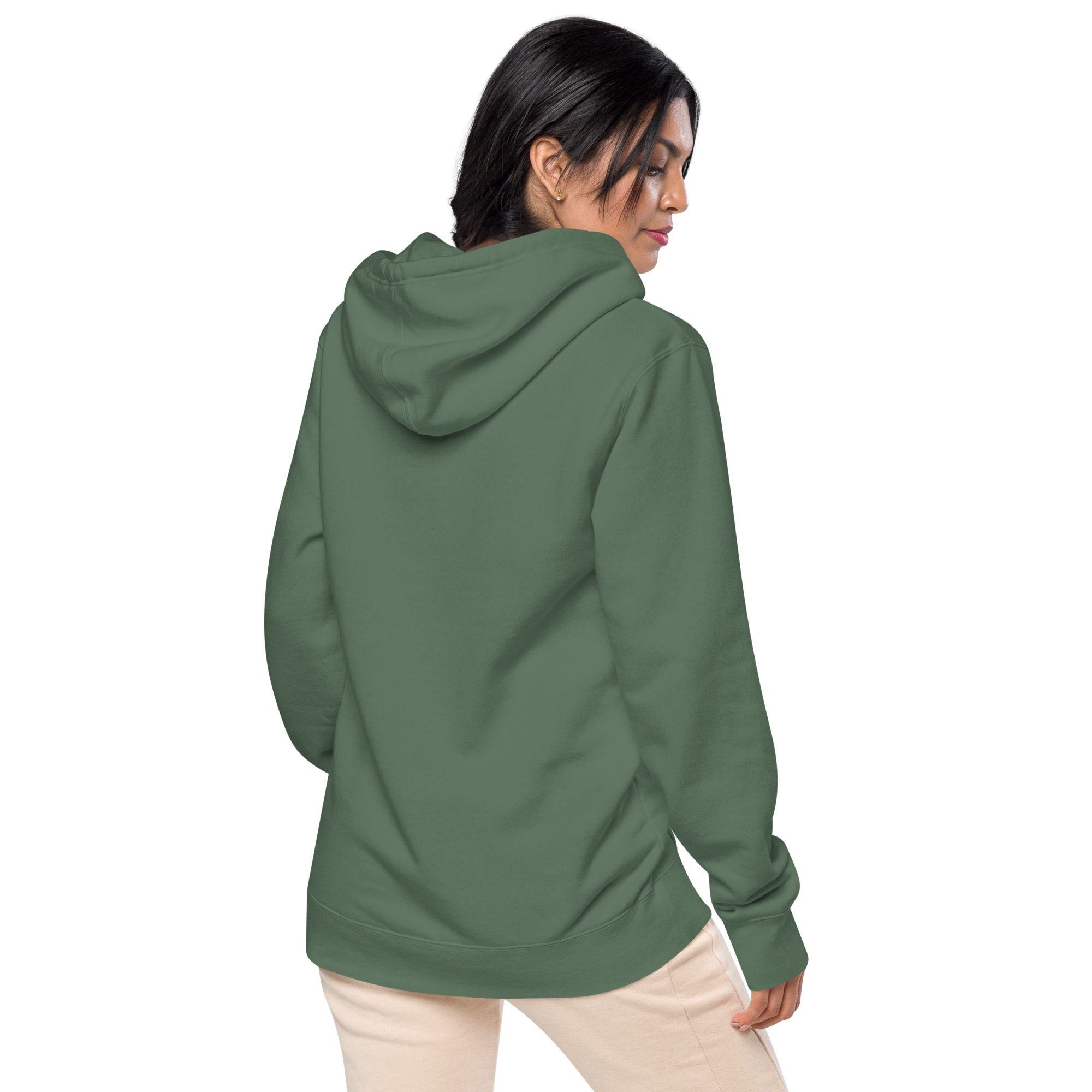 Unisex Pigment-Dyed Embroidery Hoodie - Alpine Green