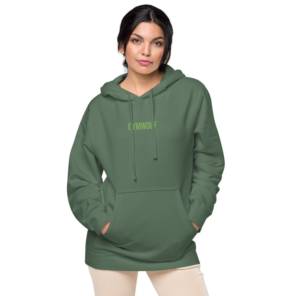 Unisex Pigment-Dyed Embroidery Hoodie - Alpine Green