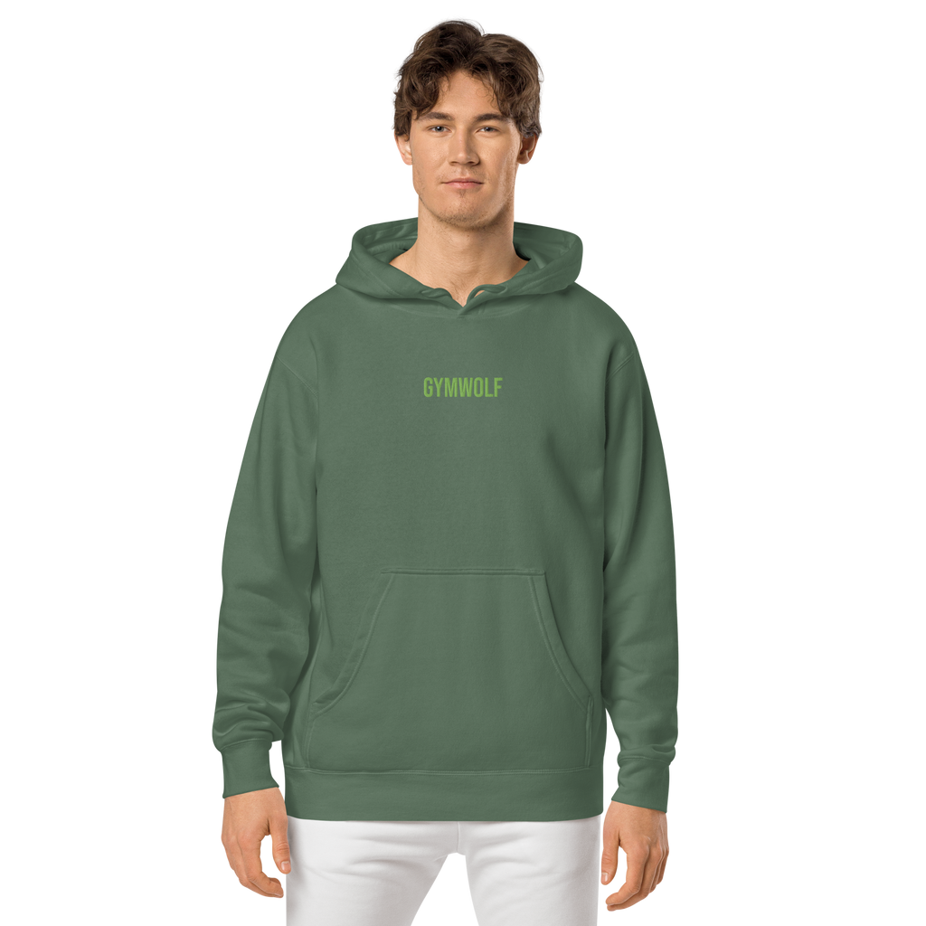 Unisex Pigment-Dyed Embroidery Hoodie - Alpine Green