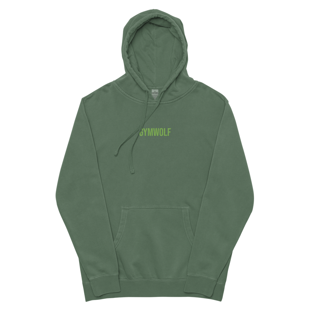 Unisex Pigment-Dyed Embroidery Hoodie - Alpine Green