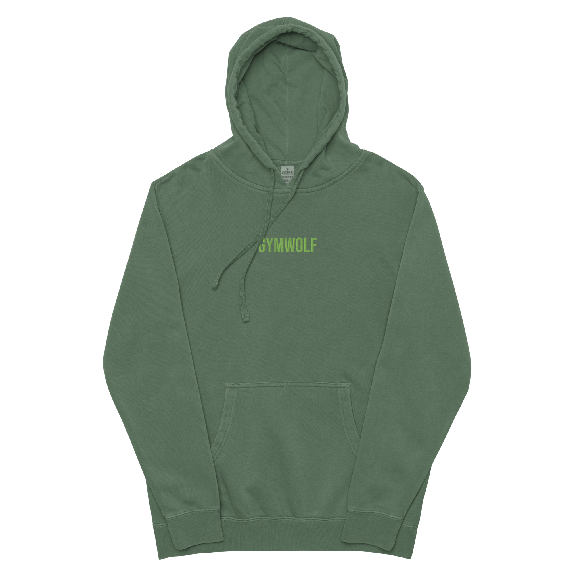 Unisex Pigment-Dyed Embroidery Hoodie - Alpine Green