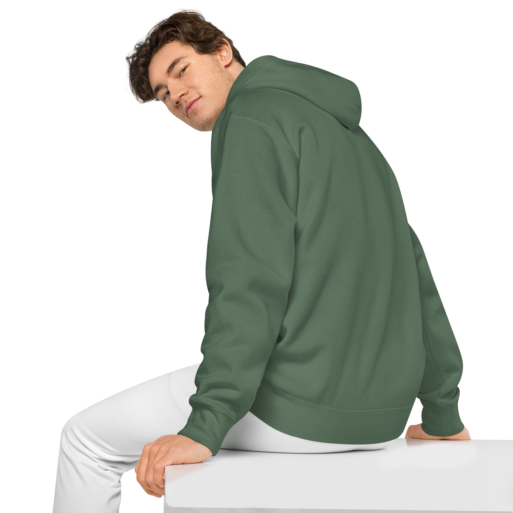 Unisex Pigment-Dyed Embroidery Hoodie - Alpine Green