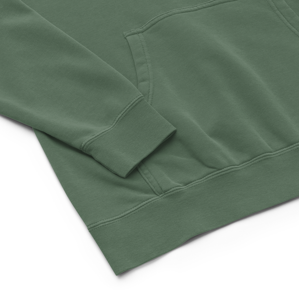 Unisex Pigment-Dyed Embroidery Hoodie - Alpine Green