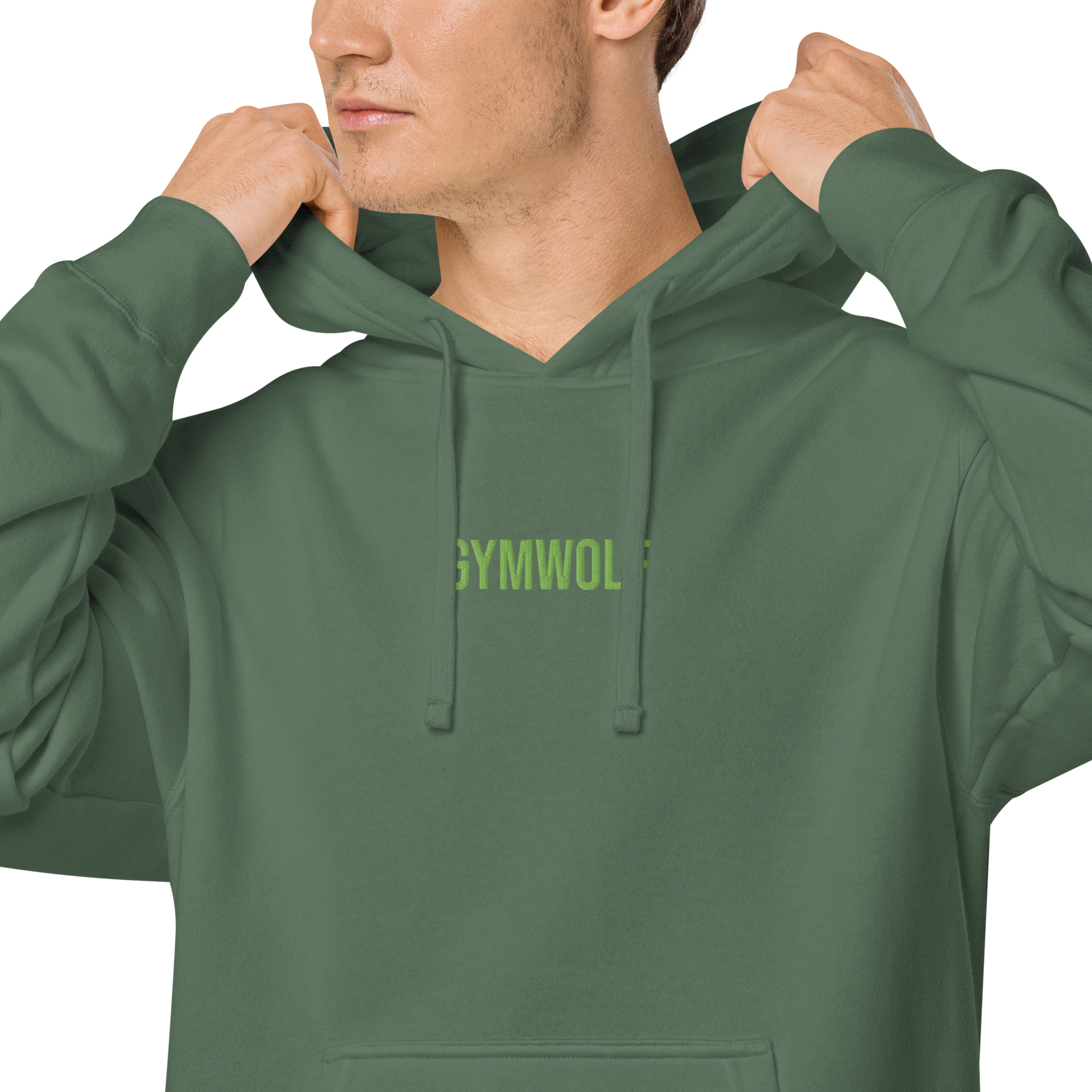 Unisex Pigment-Dyed Embroidery Hoodie - Alpine Green