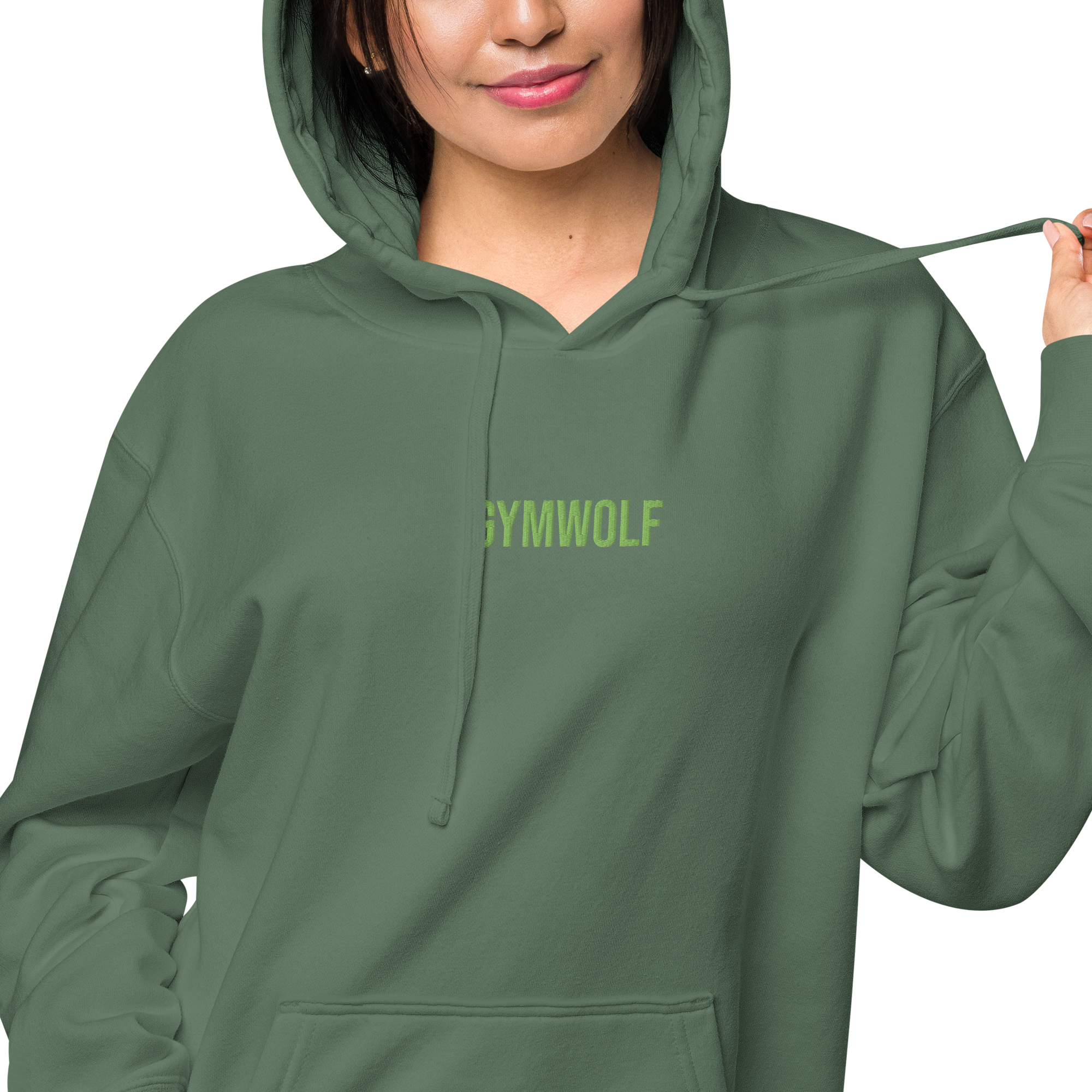 Unisex Pigment-Dyed Embroidery Hoodie - Alpine Green