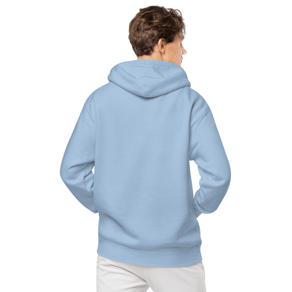 Unisex Pigment-Dyed Embroidery Hoodie - Light Blue