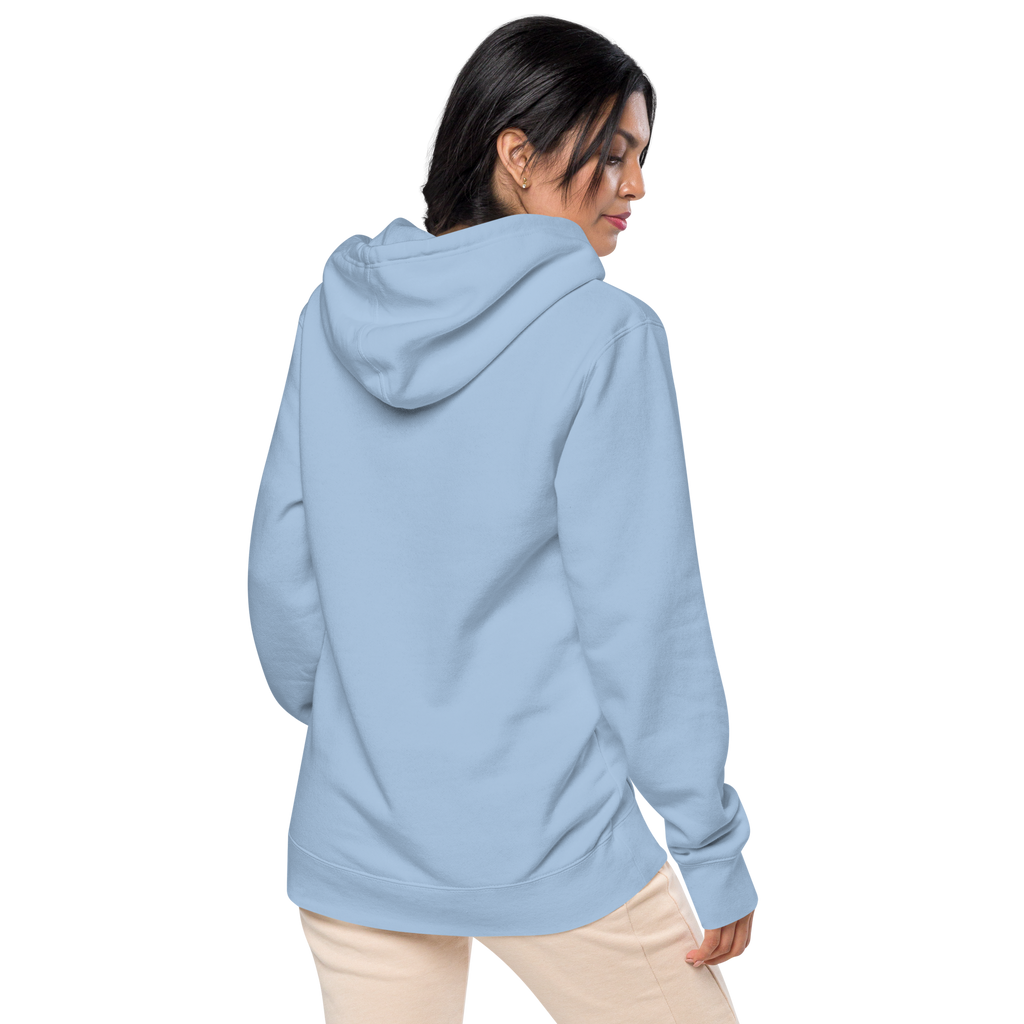 Unisex Pigment-Dyed Embroidery Hoodie - Light Blue