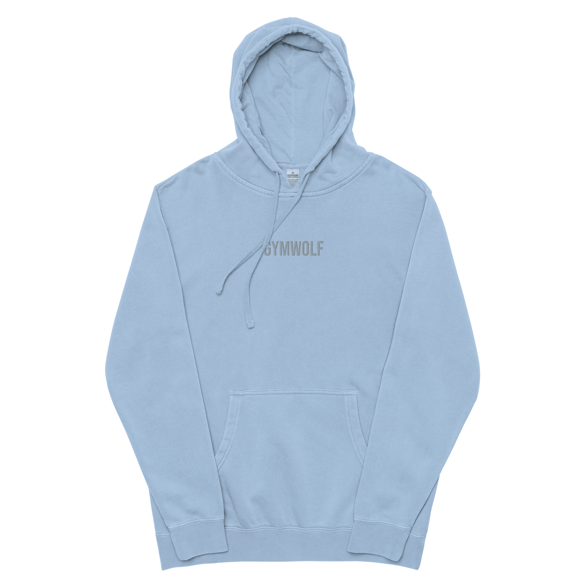 Unisex Pigment-Dyed Embroidery Hoodie - Light Blue