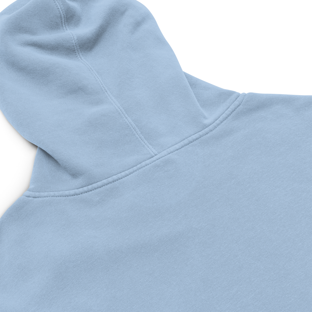 Unisex Pigment-Dyed Embroidery Hoodie - Light Blue