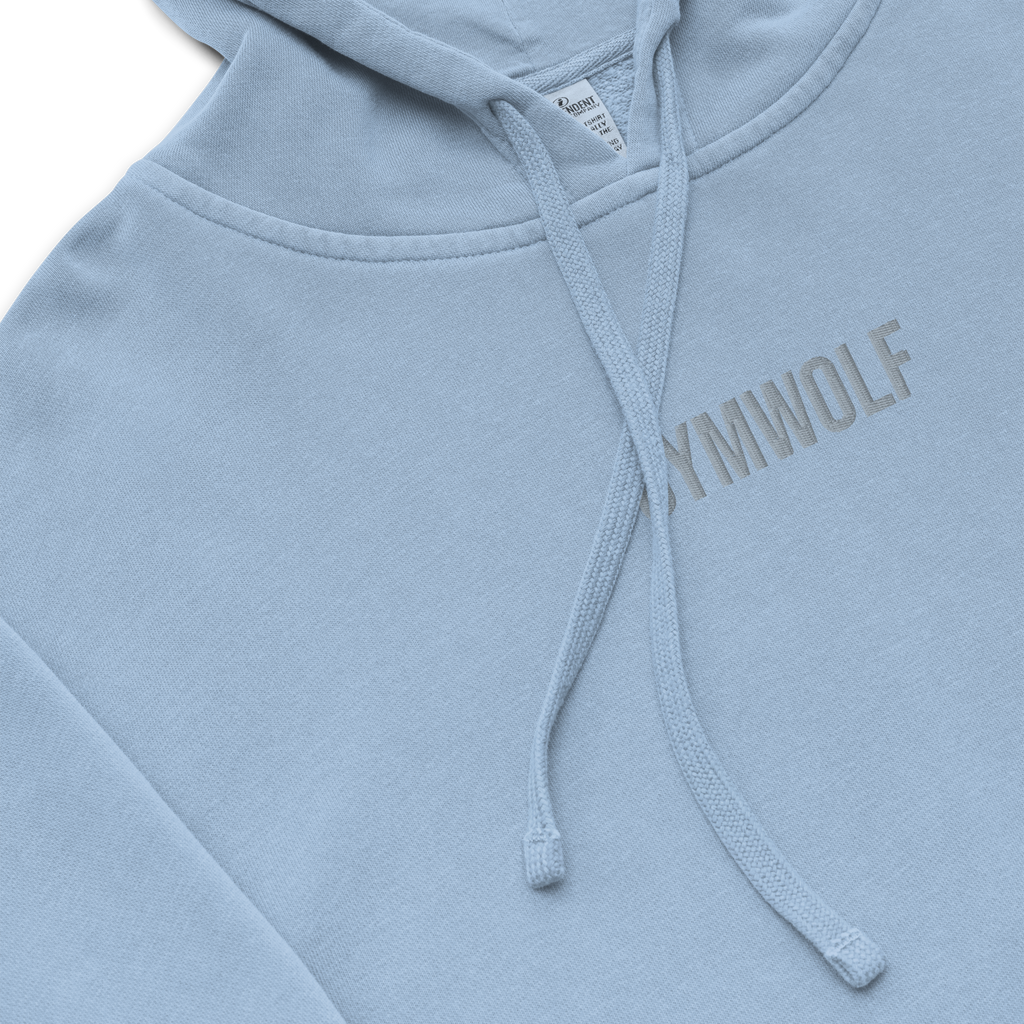 Unisex Pigment-Dyed Embroidery Hoodie - Light Blue