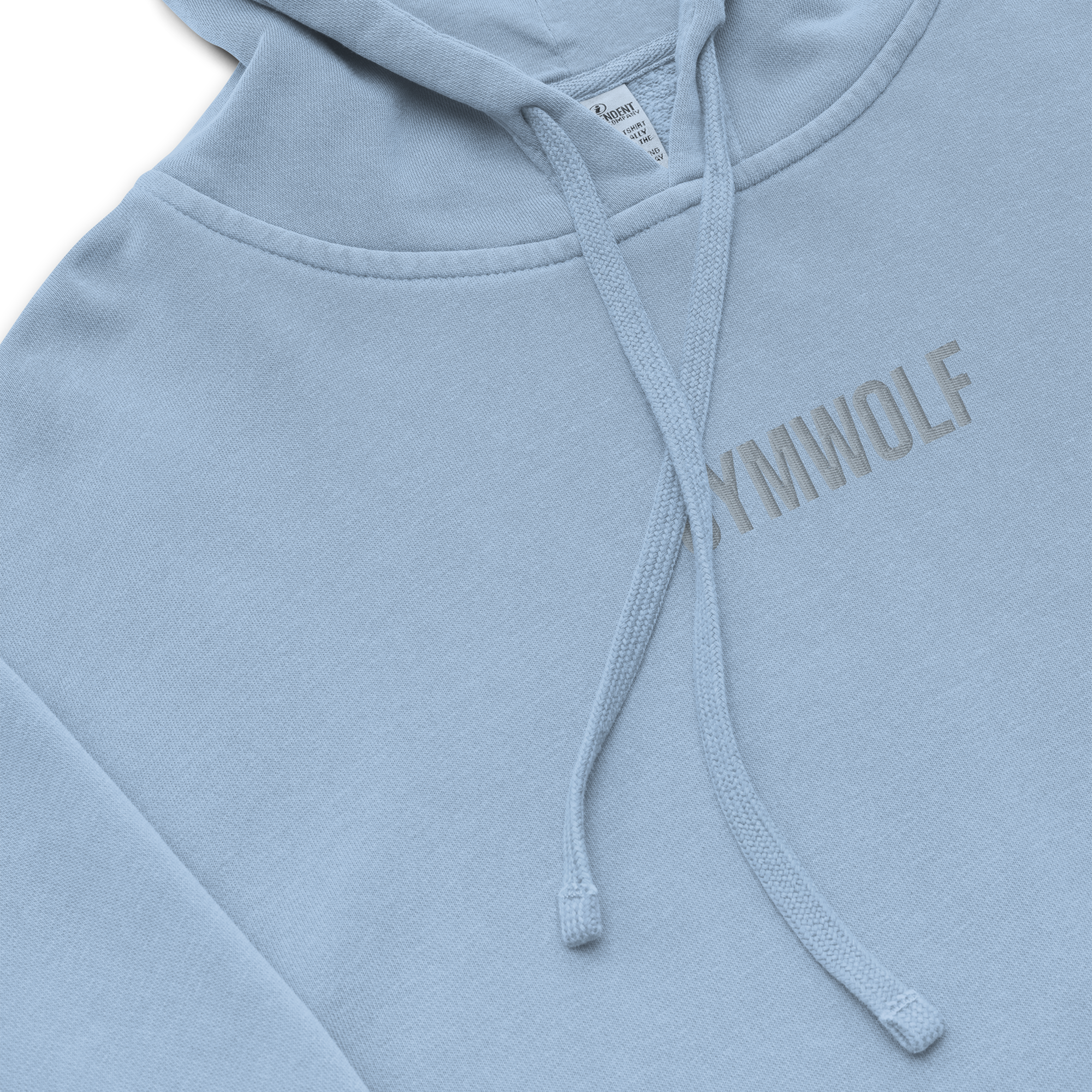Unisex Pigment-Dyed Embroidery Hoodie - Light Blue