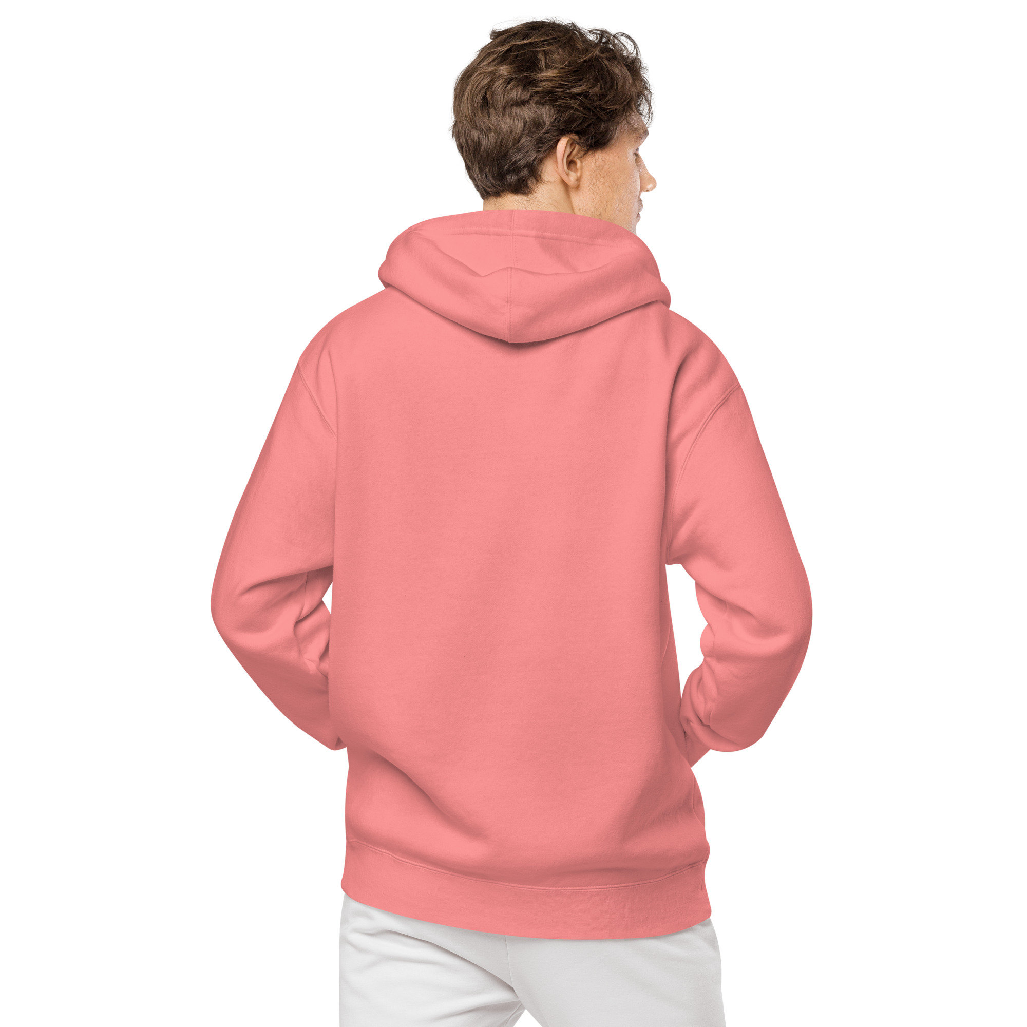 Unisex Pigment-Dyed Embroidery Hoodie - Pink