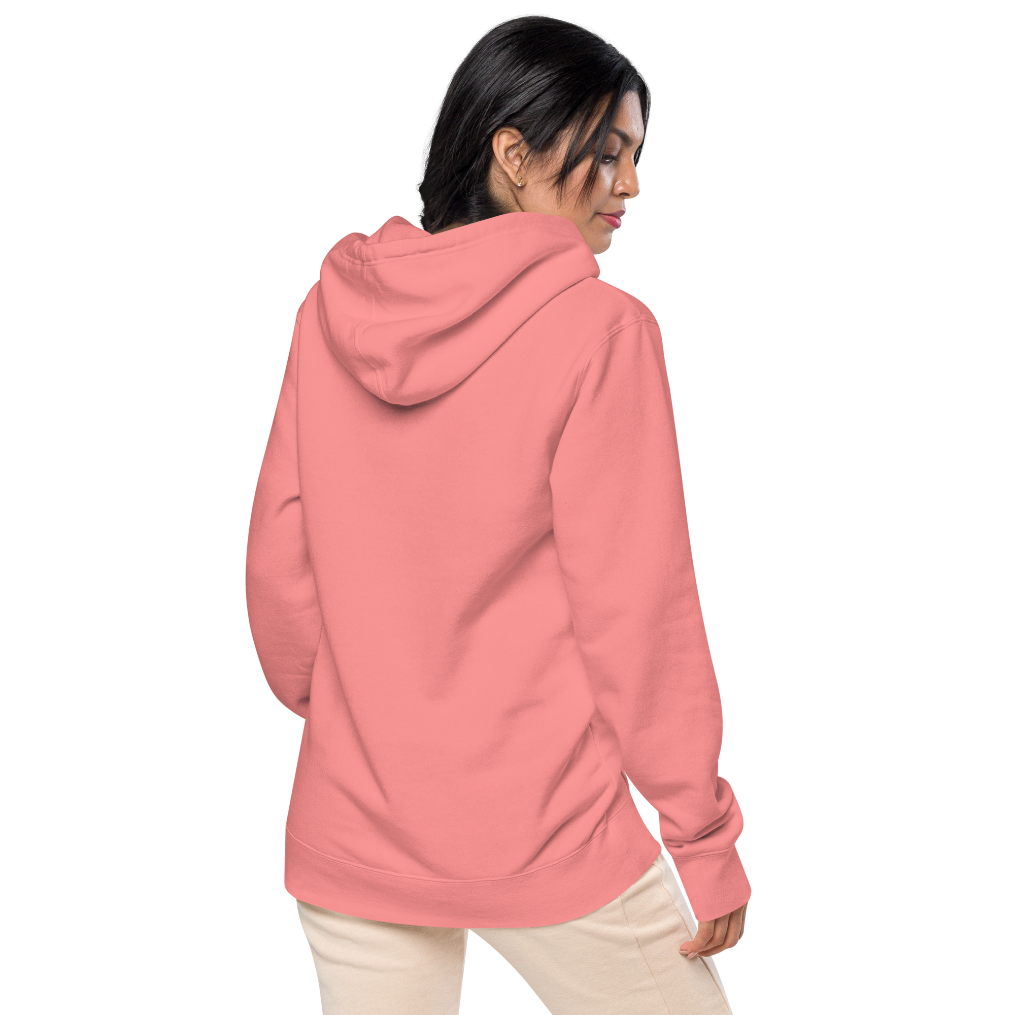 Unisex Pigment-Dyed Embroidery Hoodie - Pink