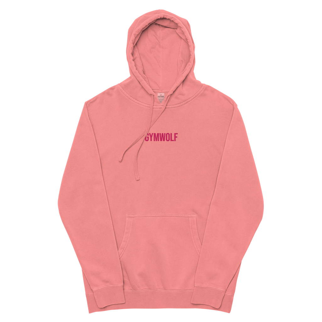 Unisex Pigment-Dyed Embroidery Hoodie - Pink