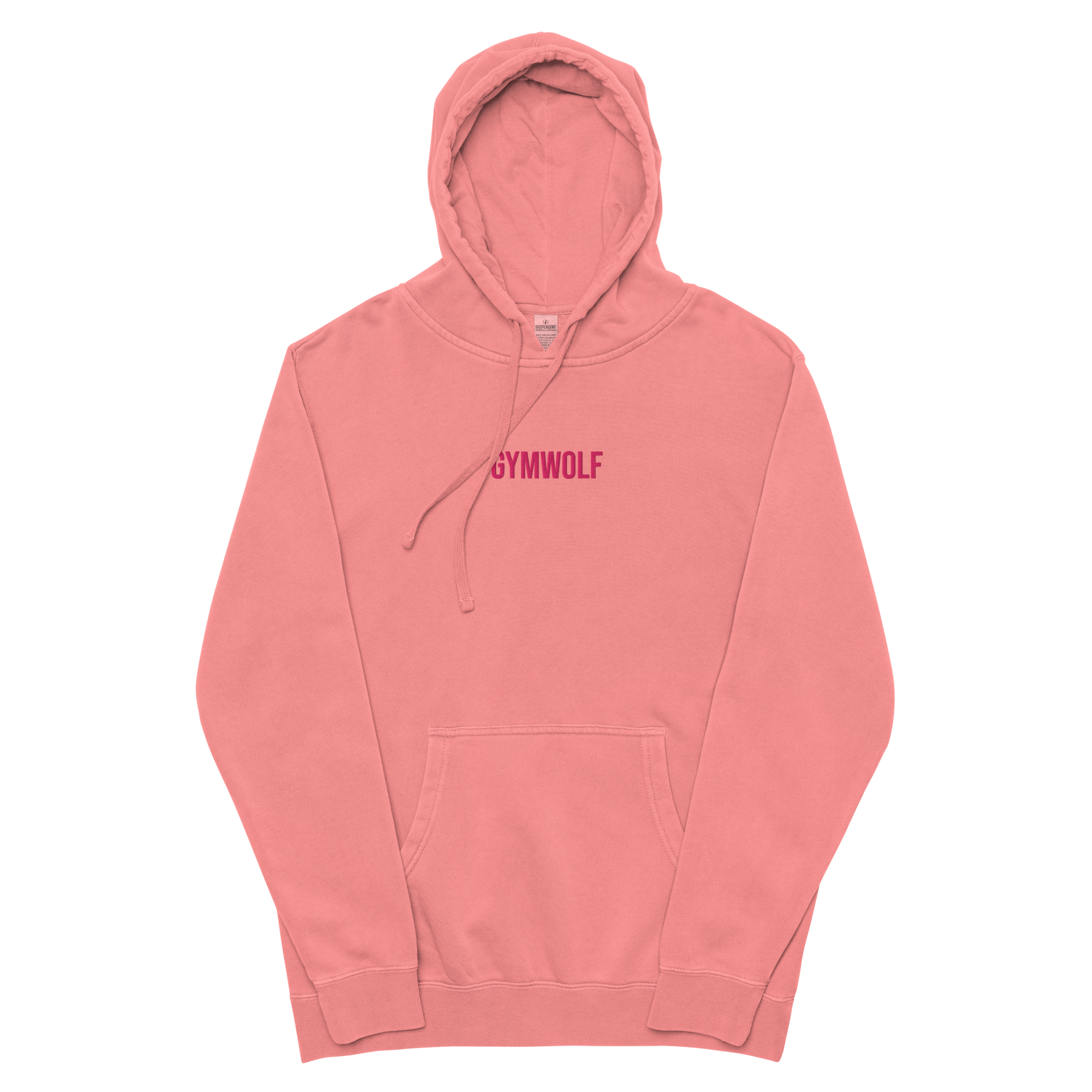 Unisex Pigment-Dyed Embroidery Hoodie - Pink