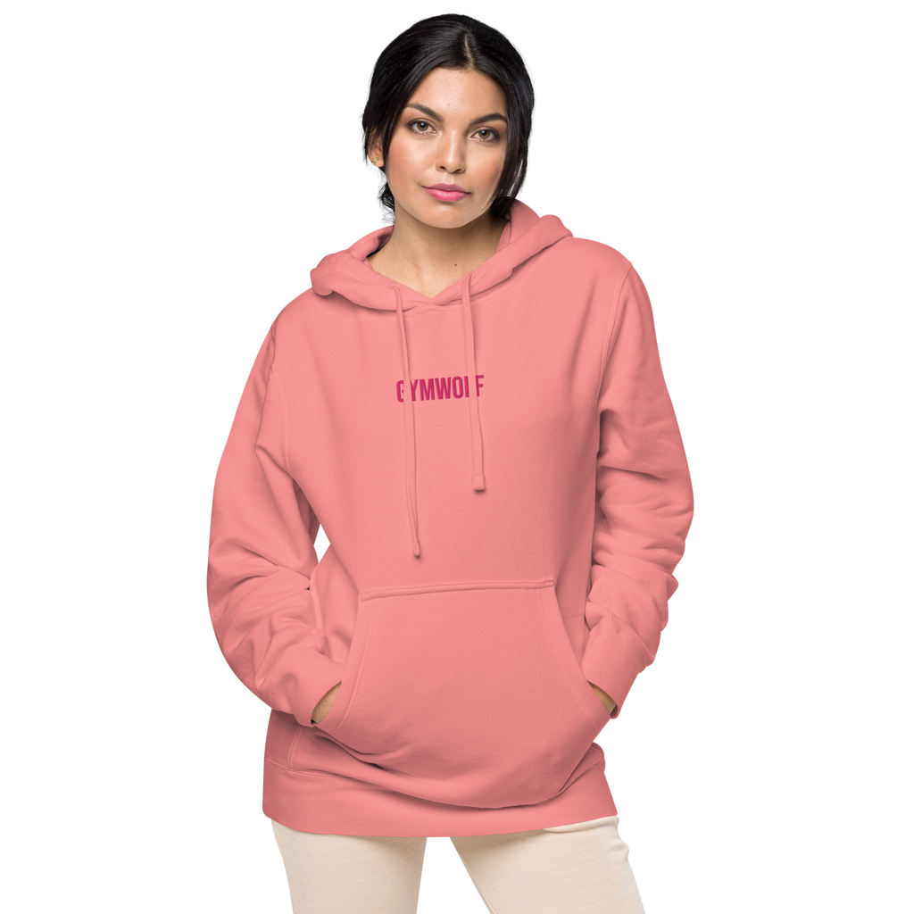 Unisex Pigment-Dyed Embroidery Hoodie - Pink