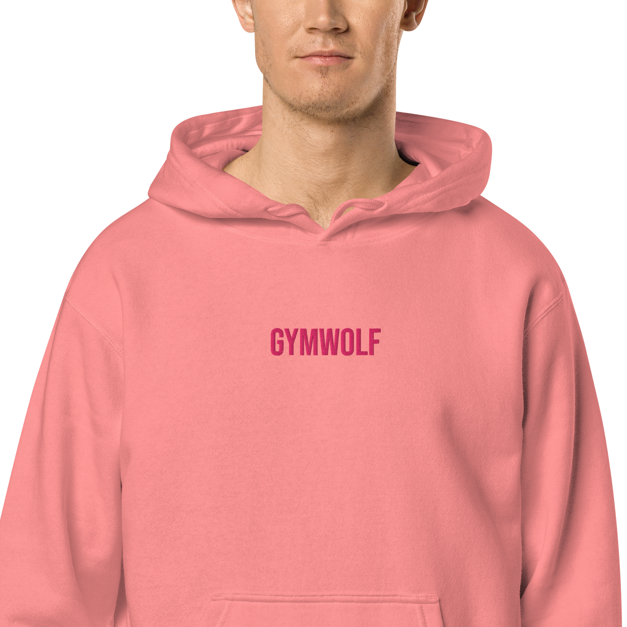Unisex Pigment-Dyed Embroidery Hoodie - Pink