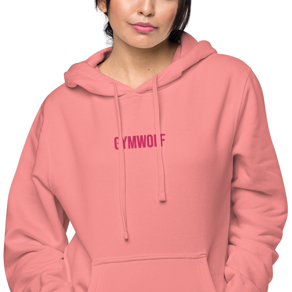 Unisex Pigment-Dyed Embroidery Hoodie - Pink