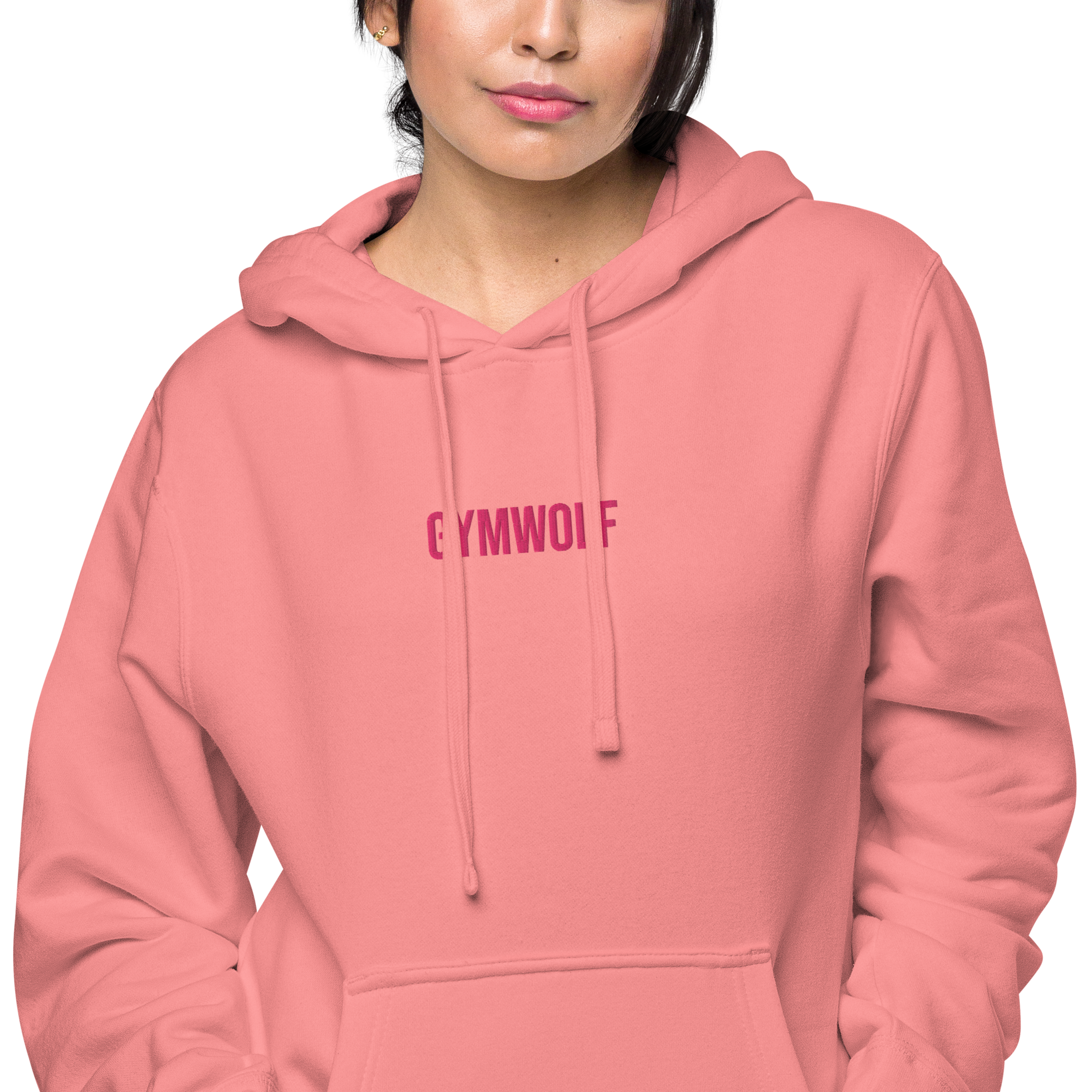 Unisex Pigment-Dyed Embroidery Hoodie - Pink