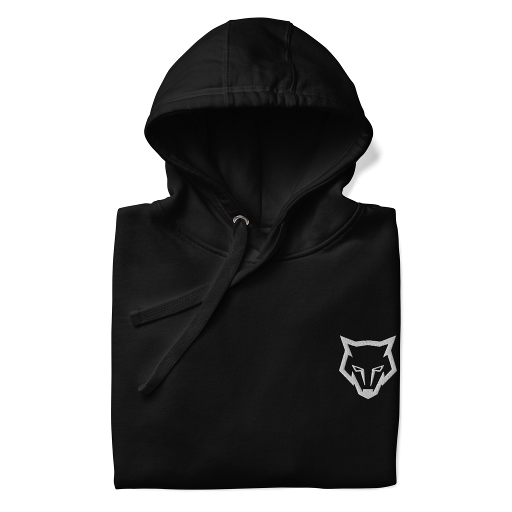 Unisex Embroidery Crest Premium Hoodie - Black