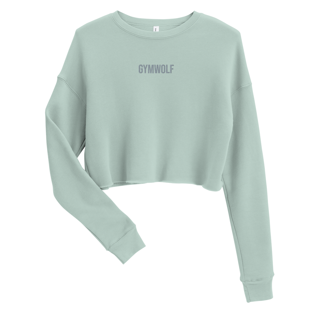 Woman's Embroidery Crop Sweatshirt - Dusty Blue