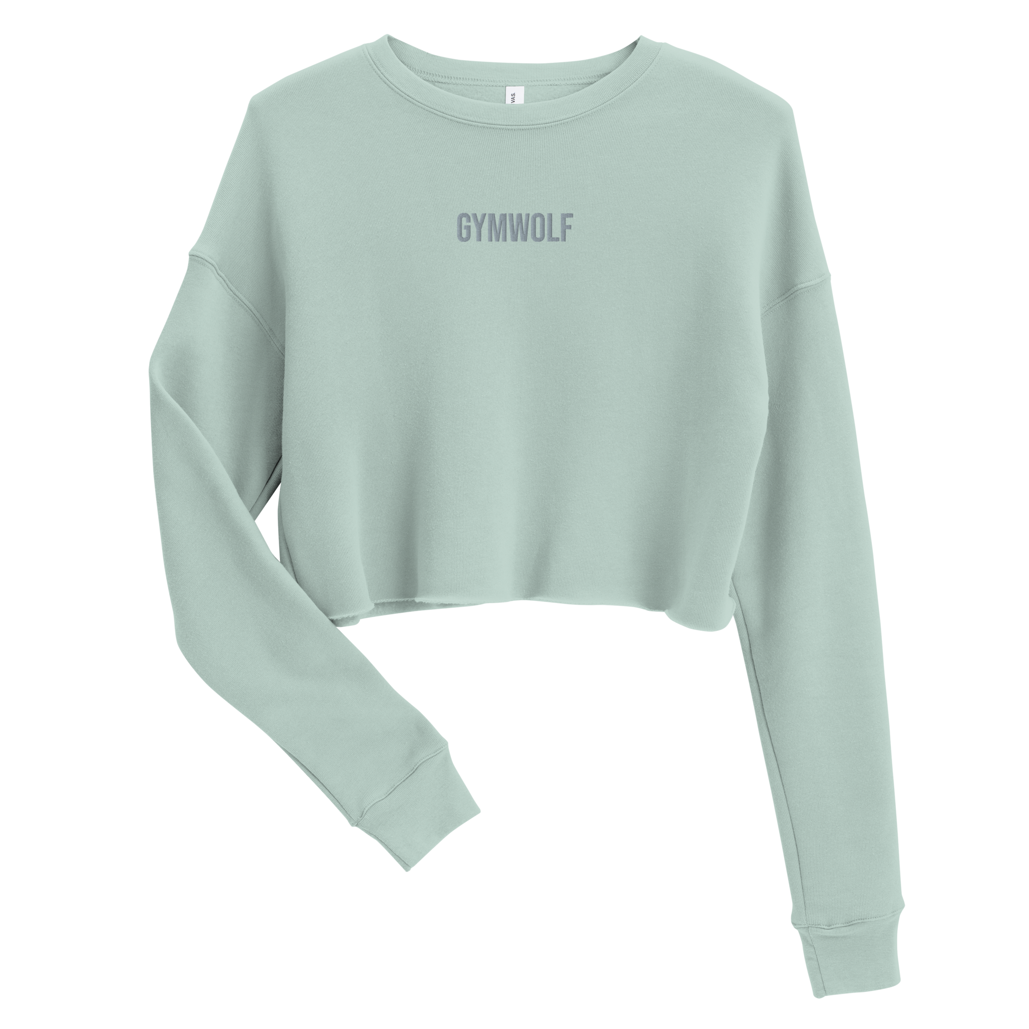 Woman's Embroidery Crop Sweatshirt - Dusty Blue