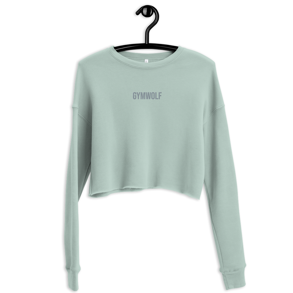 Woman's Embroidery Crop Sweatshirt - Dusty Blue