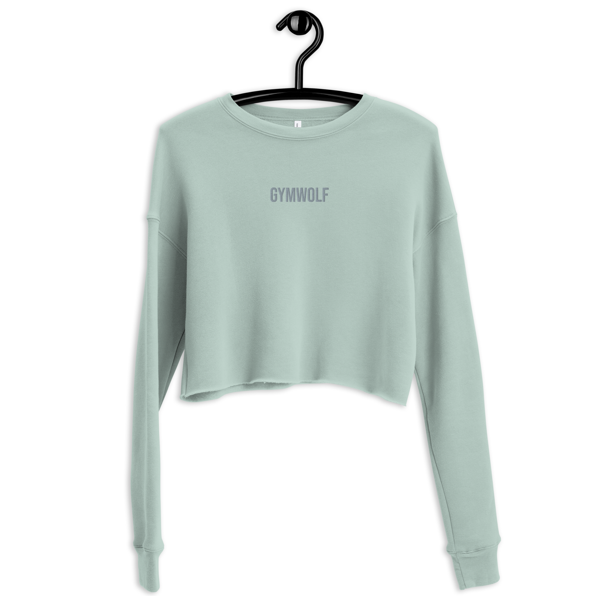Woman's Embroidery Crop Sweatshirt - Dusty Blue