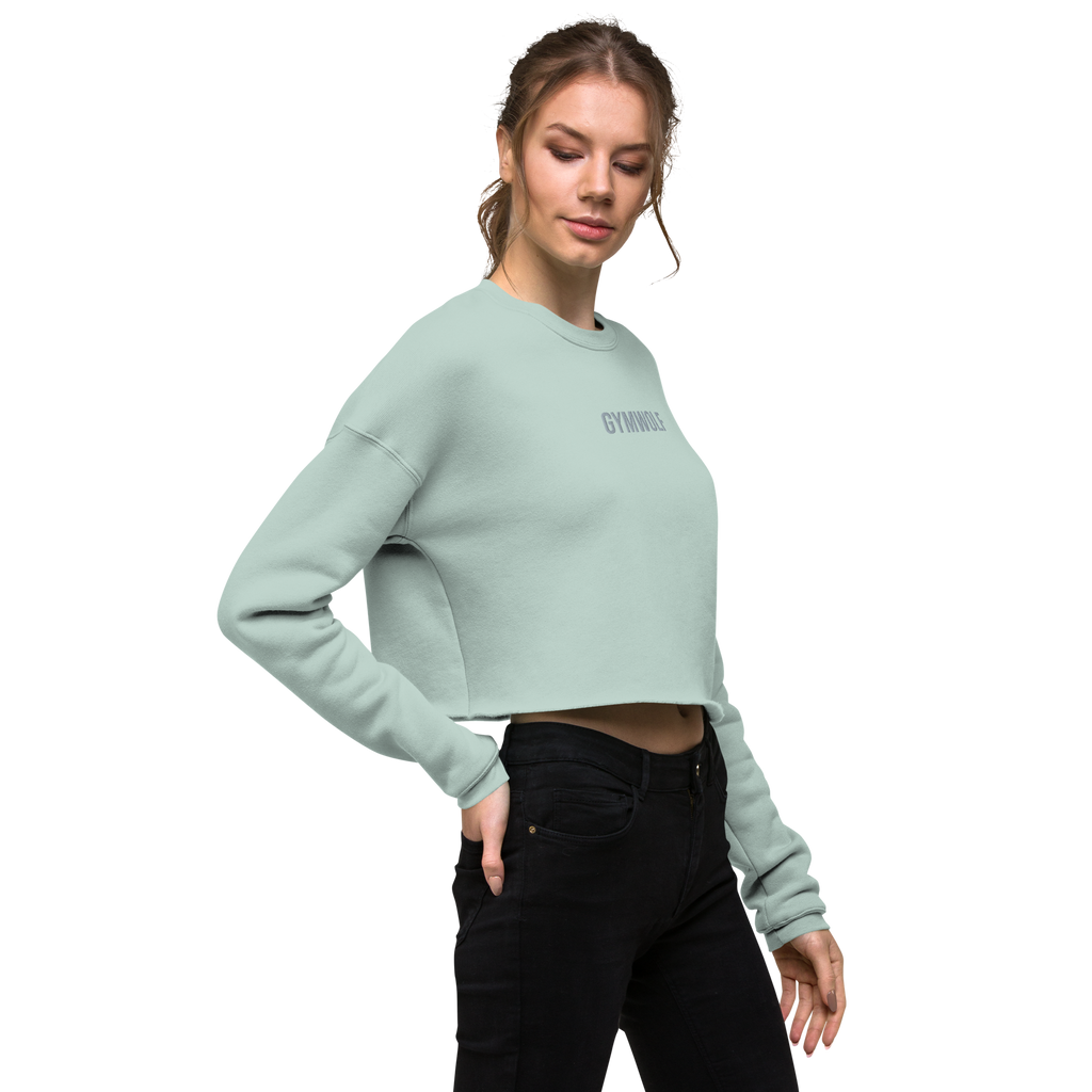 Woman's Embroidery Crop Sweatshirt - Dusty Blue