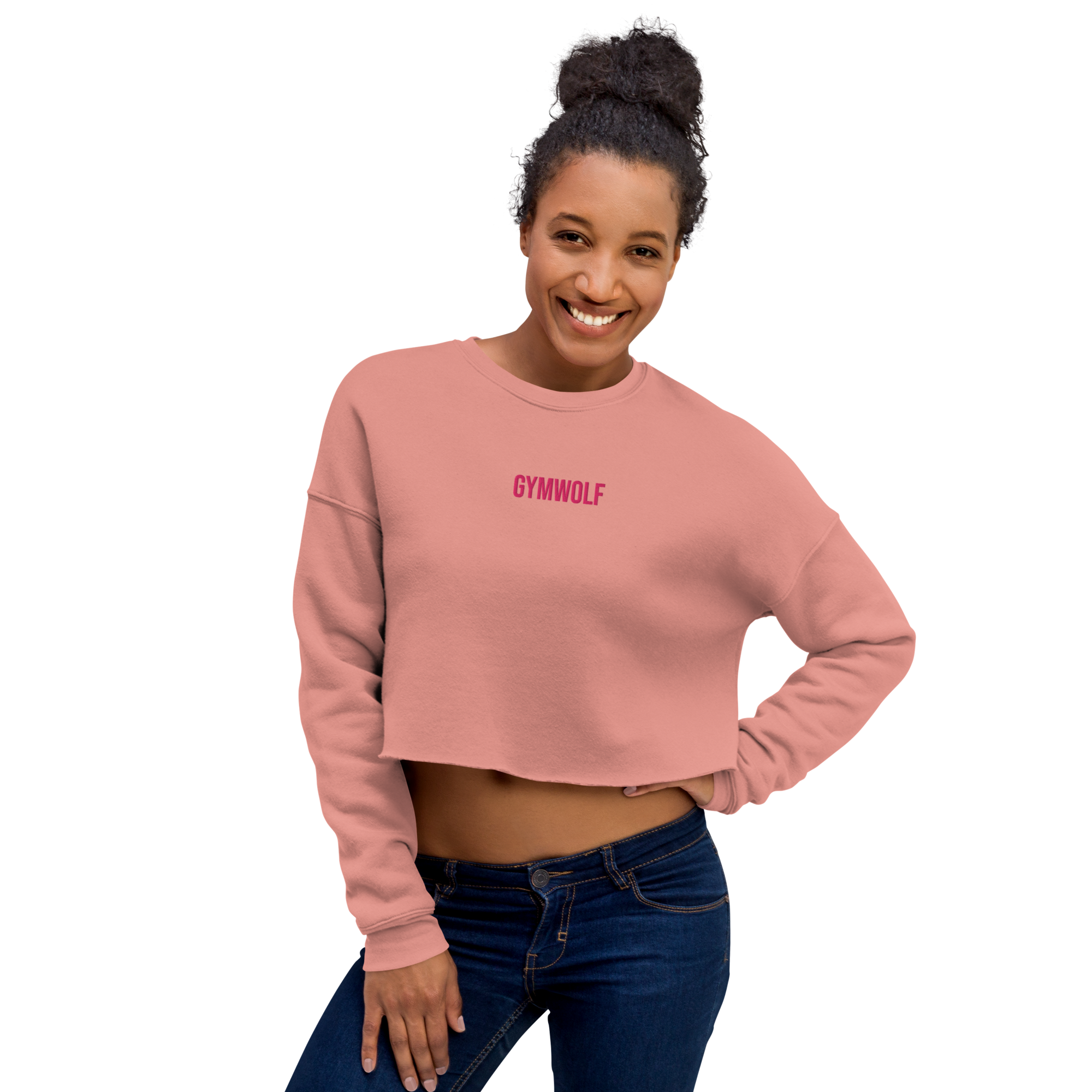 Woman's Embroidery Crop Sweatshirt - Mauve