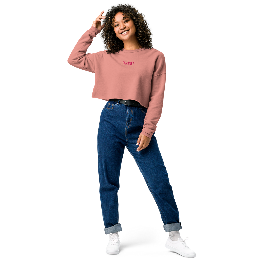 Woman's Embroidery Crop Sweatshirt - Mauve