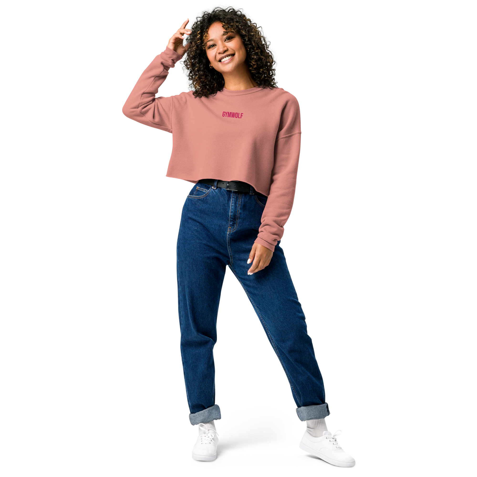 Woman's Embroidery Crop Sweatshirt - Mauve