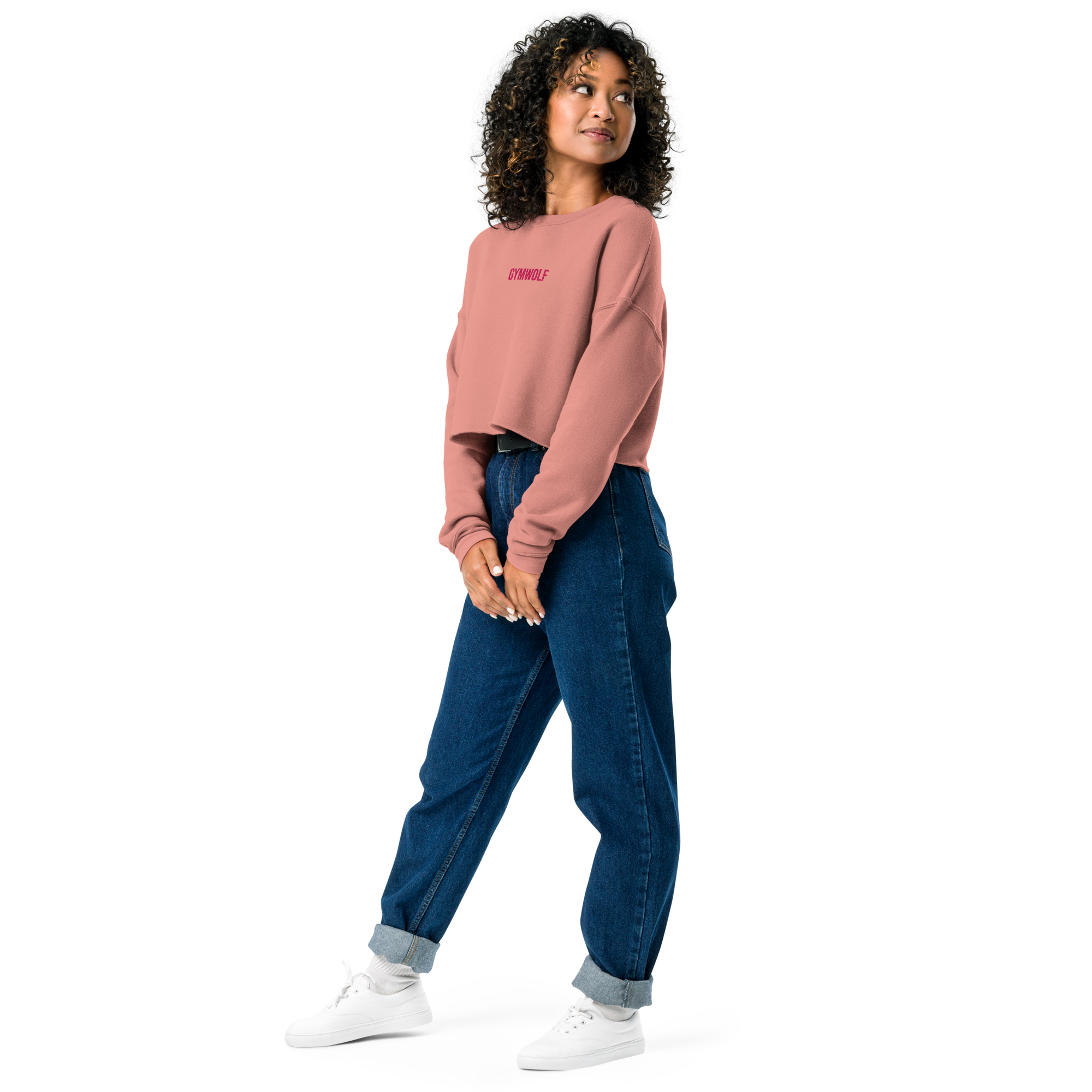 Woman's Embroidery Crop Sweatshirt - Mauve